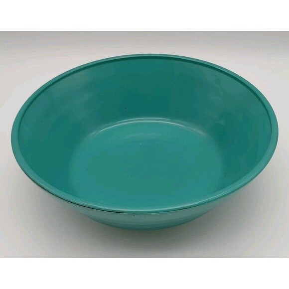Hazel Atlas Moderntone Platonite Aqua Green  Serving Bowl - Picture 2 of 6
